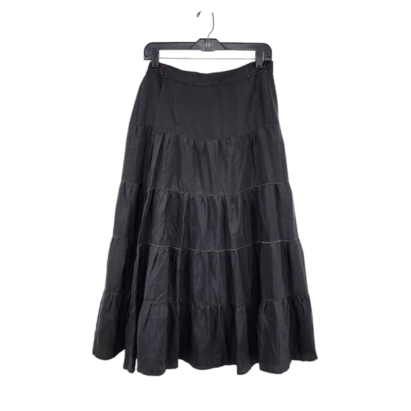A Common Thread Women's Vintage 100% Silk Tiered Maxi Wrap Around Skirt - L - Picture 1 of 7
